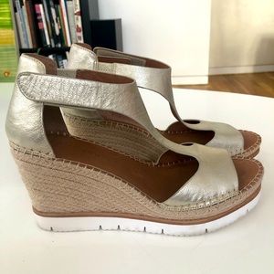 Gentle Souls  Gold leather platform espadrilles